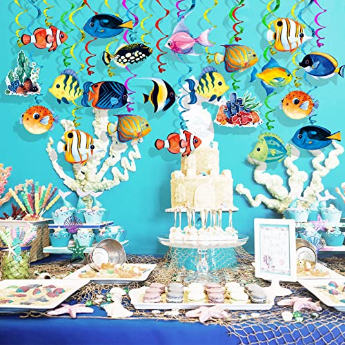 Tropical Fish Hanging Swirls 30 Pack Foil Ceiling Hanging Swirls Streams Banner Decorations Garland For Kids Under The Sea Ocean Baby Shower Celebrating Events Birthday Party Supplies Room Wall Decor #TOP2