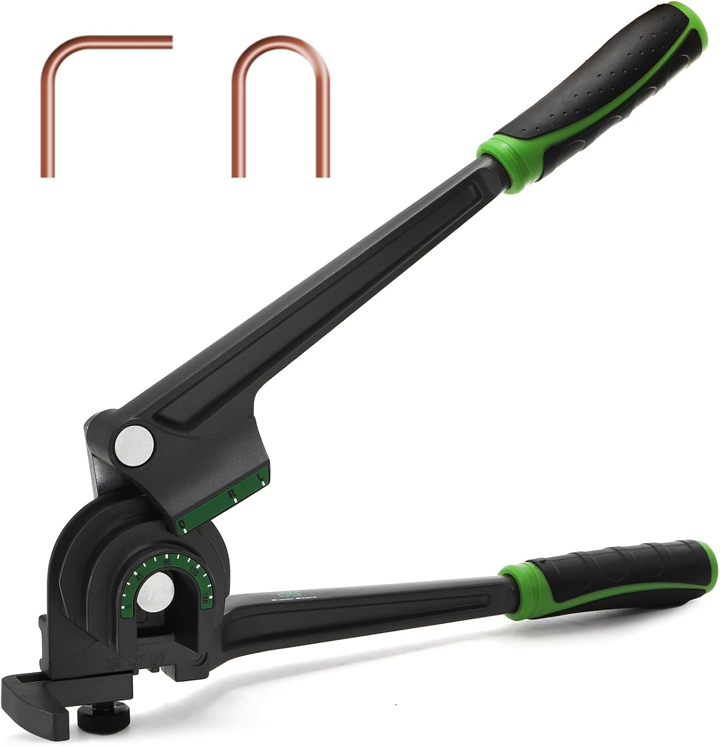 3 in 1 Pipe Tube Bender, 1/4'' 3/8'' 1/2'' O.D. Manual Tubing Bender, 180° HVAC Copper Bending Tool with Rubber Handle, Brass Thin Steel Pipes Bender for Air Conditioning Refrigerator Repair