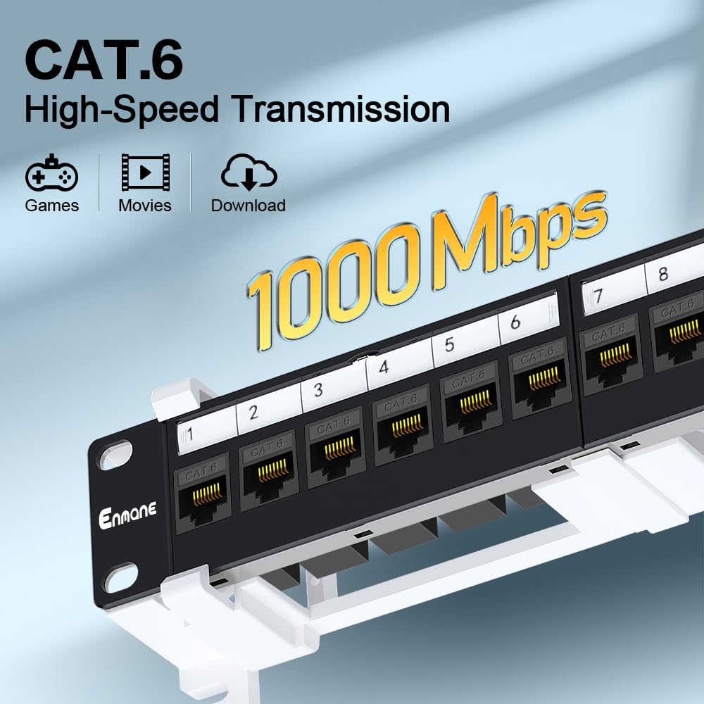 Snapklik.com : Enmane 12 Port Patch Panel CAT6 Keystone Patch Panel