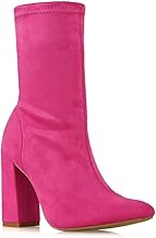 pink sock boots block heel