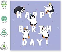 Vista 2 de CENTRAL 23 Tarjeta de feliz cumpleaños, letras de cumpleaños de pingüinos, lindas tarjetas de animales para niños y niñas, tarjeta de feliz