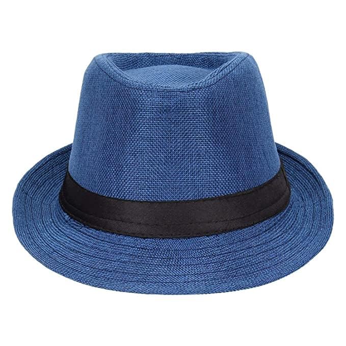 Unisex Fashion Blue Trilby Stylish Fedora Hat-picture-23