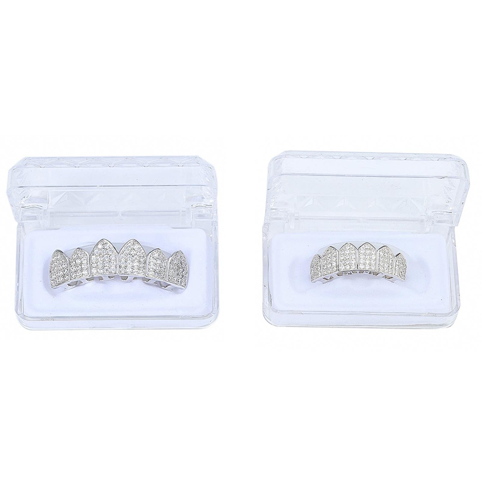 Hip Hop Teeth Grillz Iced Out Zircon Vampire Grills Top Bottom Grill zestaw dla mężczyzn kobiet
