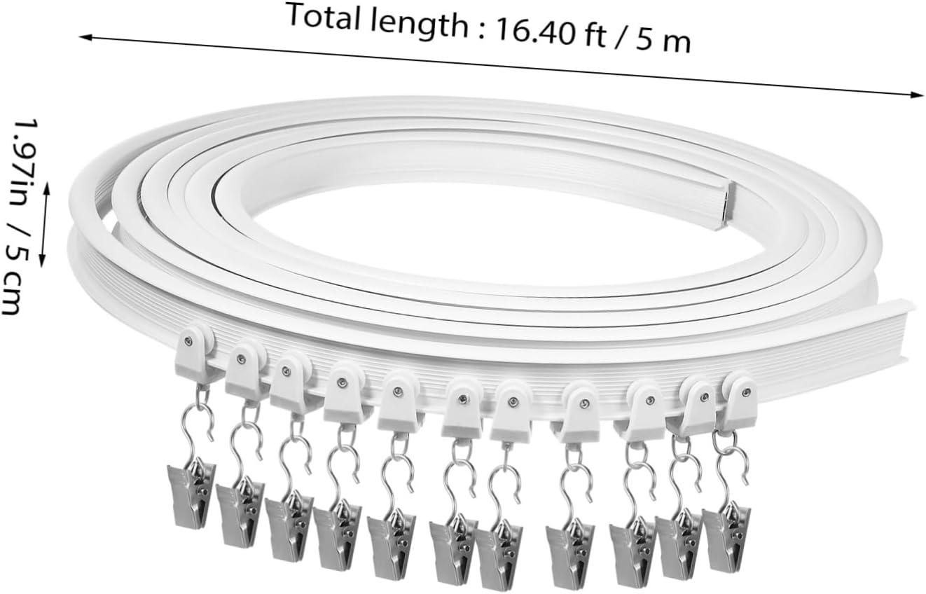 Ciieeo 1Set Flexible Curtain Track System Wall Mount Track for Curtains with Stainless Steel Clamps Easy Installation for Drapes and Sheers Versatile Curtain Slider Track for Home