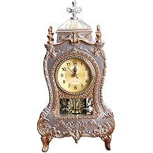 Vintage Analog Wall-Mountable Table Clock with Hourly Chime Songs, Silent Night Mode 9 PM 6 AM, Plastic Construction, 6.5 x 3.4 x 13 in, for LivingWhite