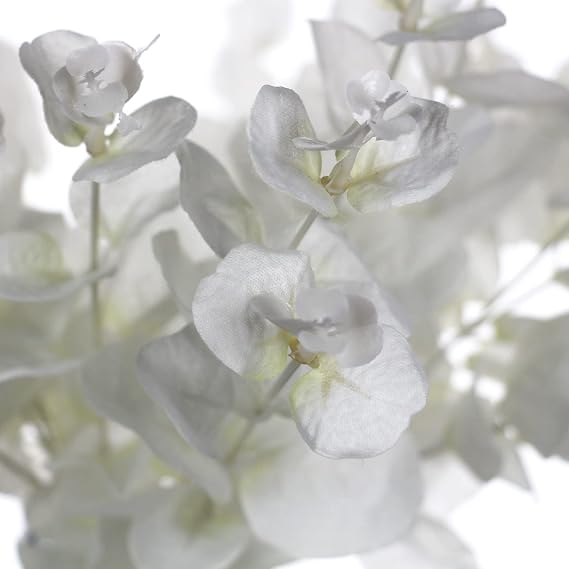 Tinsow 5 Pcs Artificial Eucalyptus Branches Real Touch Leaf Stem White Faux Eucalyptuses Wedding Bouquet Centerpiece Christmas Home Decor (White and Beige Mix, 5)