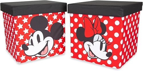 Miniatura 2 de Disney Mickey & Minnie - Organizador de cubos de almacenamiento de 15 pulgadas con tapas, juego de 2 | Contenedor de cesta de tela, organizador de