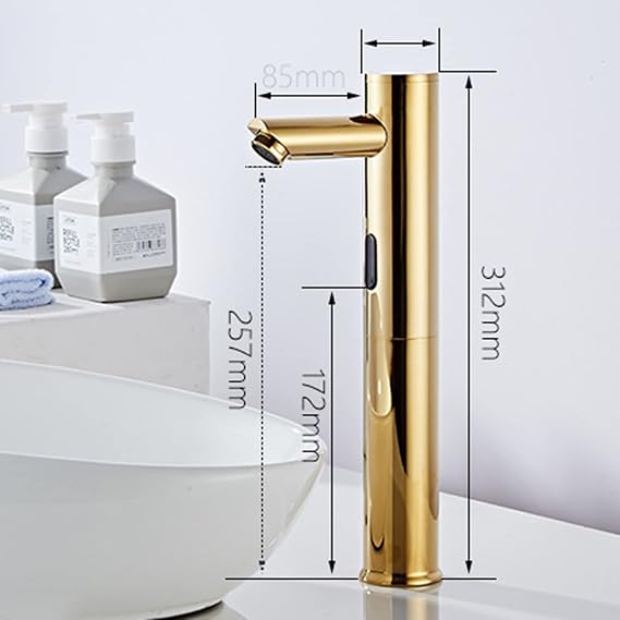 Automatic Sensor Taps for Bathroom Sink, Touchless Mixer Tap with Hot & Cold Water, Tall Rose Gold Basin Taps, Modern Sensor Faucets for Wash Basin
