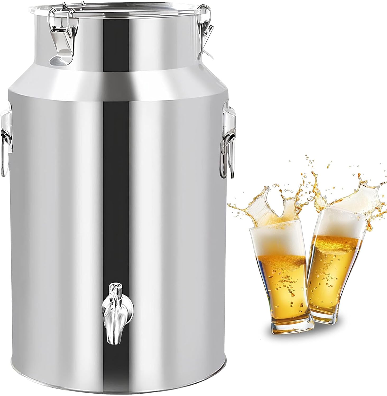 Stainless Steel Milk Can with Faucet, 5L/9L/14L/18L - Versatile Liquid Container, Ideal for Milk, Wine, Oil, Tea, Durable Silicone Seal for Freshness