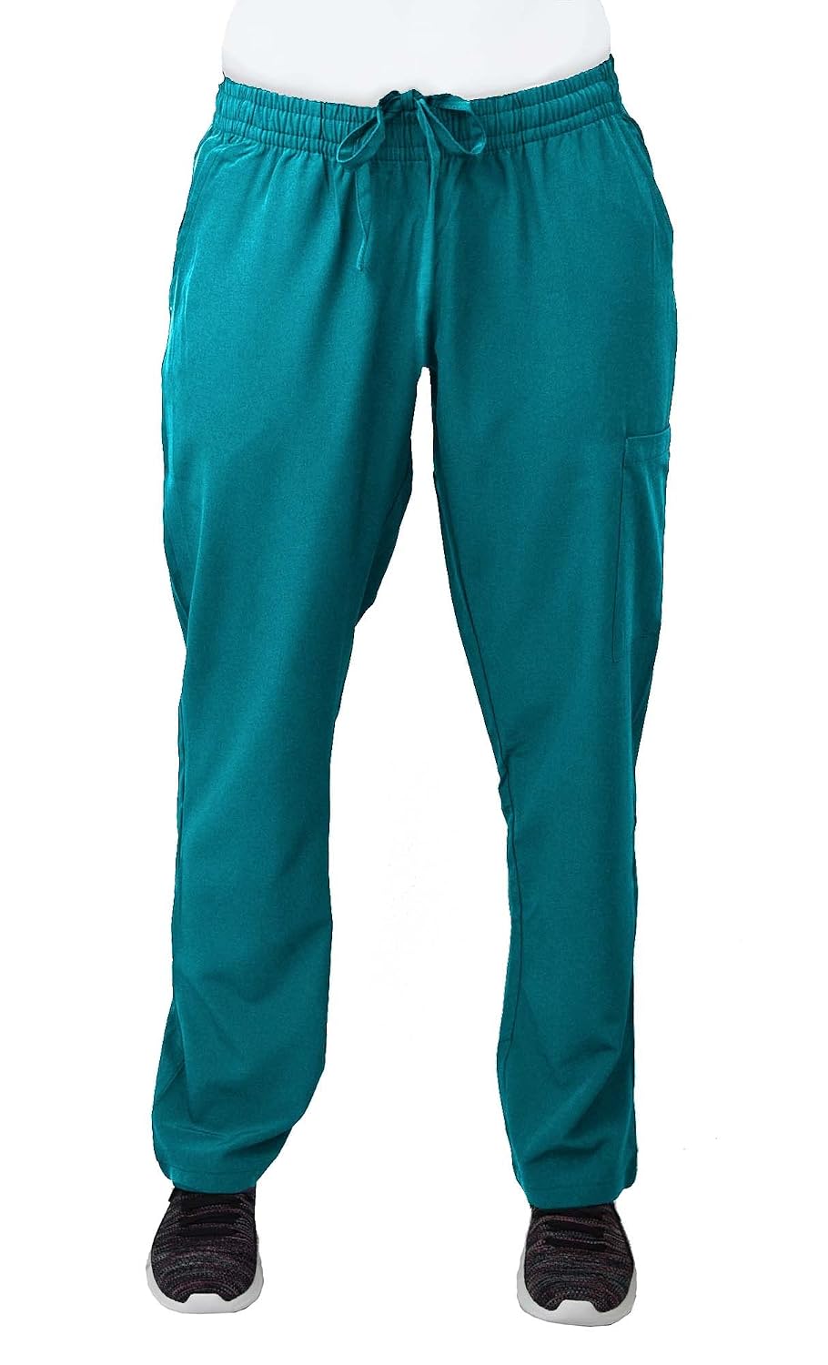 Green Town Scrubs for Women Scrub Set - V-Neck Top and Straight Leg Pant, 5 Pockets, Easy Care-Teal-Large