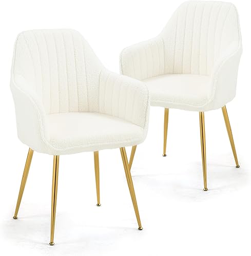 Miniatura 15 de AVAWING Modern Living - Juego de 2 sillas con reposabrazos decorativos para sala de estar, comedor, de terciopelo, tapizado, de mediados de siglo,