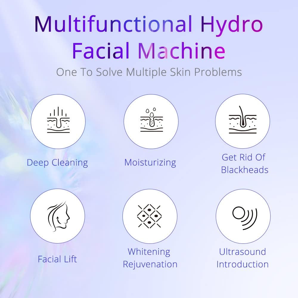 RUTAWZ Hydrogen Oxygen Facial Machine, 6 in 1 Hydra-Facial Machine, Multifunctional Facial Skin Care Tool Microdermabrasion Beauty Machine, USA Stocked : Beauty & Personal Care