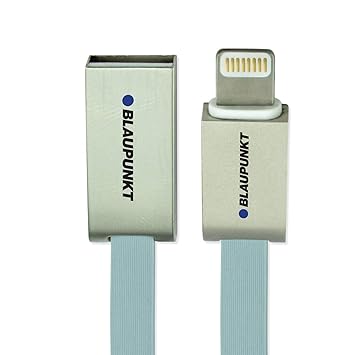 Blaupunkt Highly Durable Certified Lightning to Lightning to USB 2.0 Flat Cable with High Speed Charging and Quick Data Sync for All USB Powered Devices (Grey)