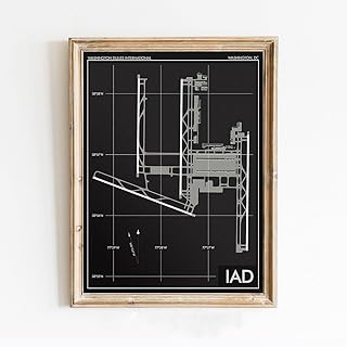 Modern Poster of Washington Dulles International Airport Iad | 11x17 12x18 16x24 24x36 Unframed Print Wall Art | Minimal Traveler Gift | Minimalist Home Office Decor
