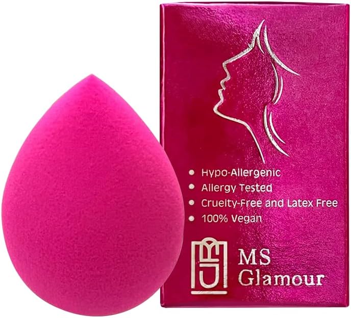 MS Glamour Hypoallergenic Beauty Blender Sponge for Professionals, Pink