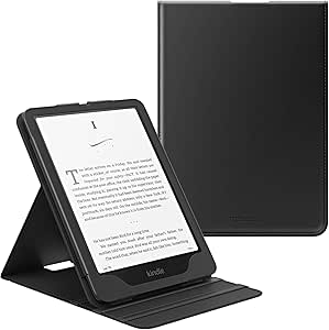 MoKo Funda para 7"/6.8" Kindle Paperwhite (12ª/11ª Gen.,2024/2021)&Kindle Colorsoft Signature Edition(1ª Generación.,2024), Carcasa Protectora Soporte Tapa Vertical con Auto Activación/Reposo, Negro