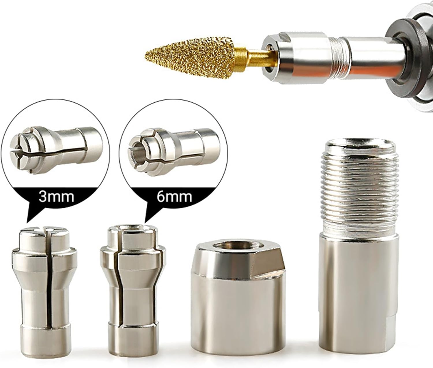 Angle Grinder Attachments Heavy Duty Steel Replacement | 6mm 3mm Angle Grinder to Die Grinding Adapter for Polishing Engraving Grinding Stone Metal Wood Rotary Tools Drills