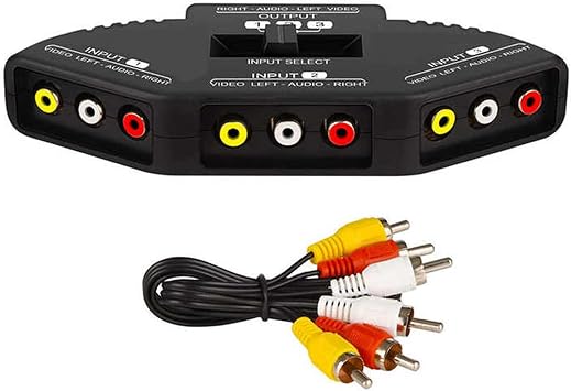 ANRANK RS3010AK 3-Way Audio Video AV RCA Switch Game Selector Box Splitter Black