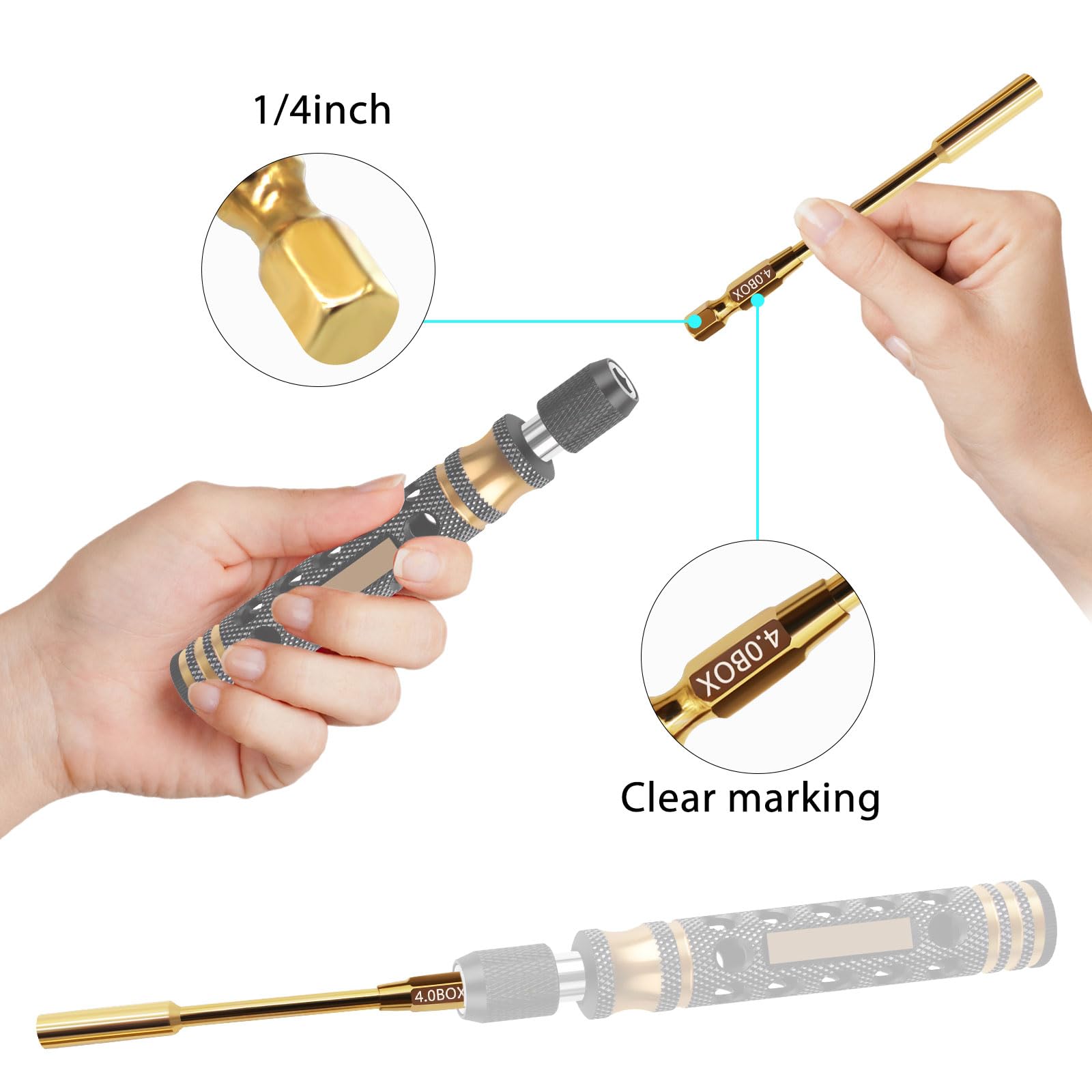 Amazon | 4.0mm 5.5mm 7.0mm 8.0mm 六角ナットドライバーヘッド 1/4