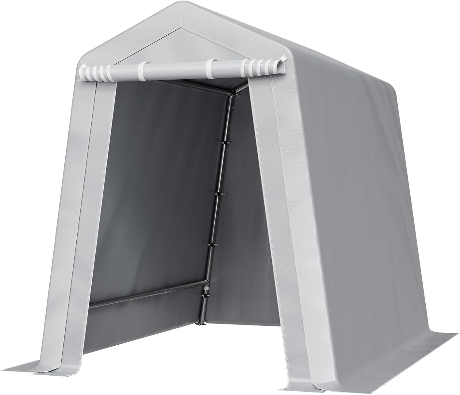 VEVOR 6x8x7 FT Heavy-Duty Portable Outdoor Storage Shed Tent, Waterproof Carport Garage Shelter with Roll-Up Zipper Door & Vents, UV-Resistant Canopy for Motorcycle, Bike, Lawn Mower, Tools, Gray - Image 12