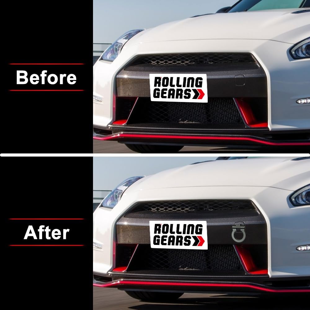 Black Racing Tow Hook Compatible with 2005-2009 Nissan 350Z, 2009-2025 Nissan GT-R R35, 2009-2020 370Z Track Style Decorative Front Rear