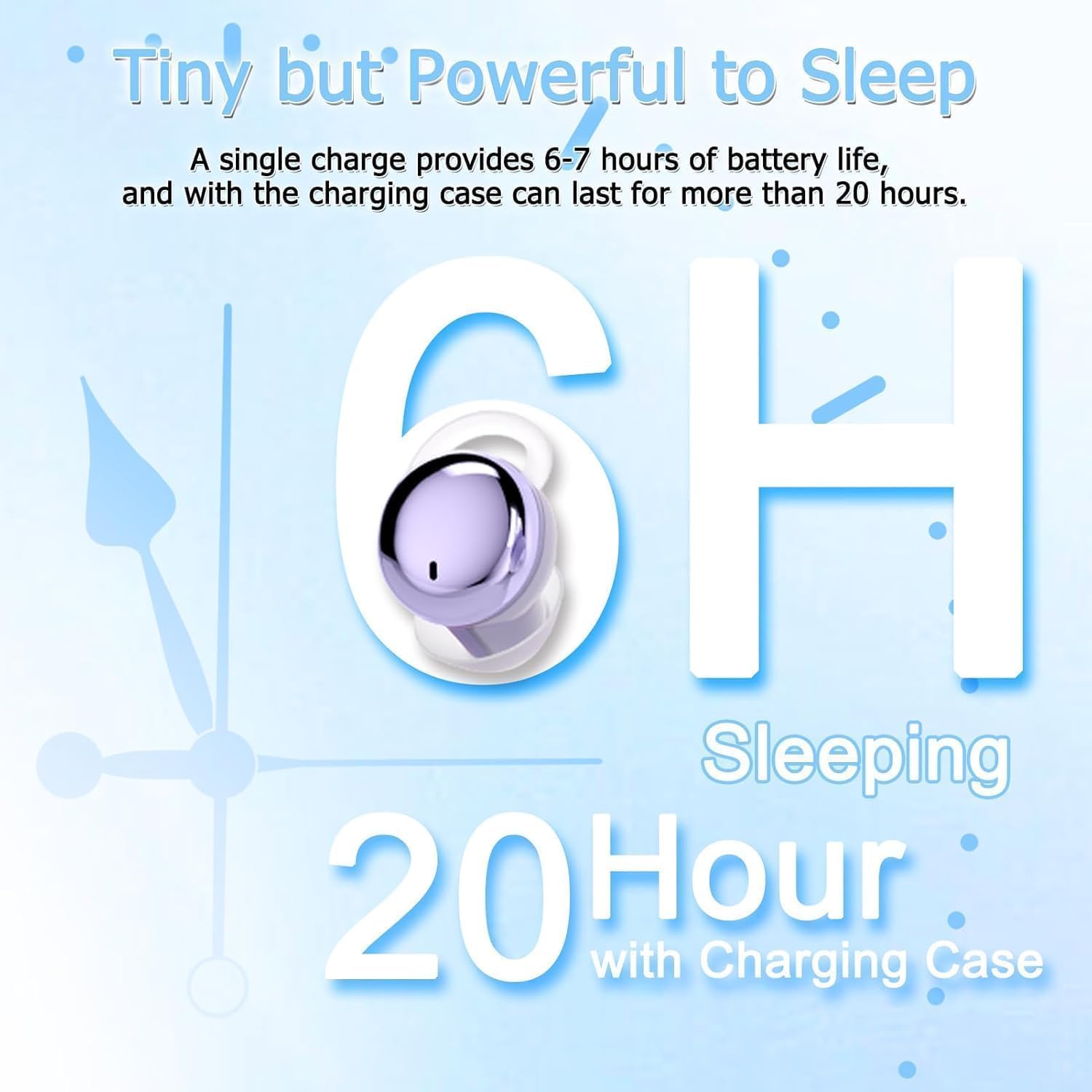 Side Sleeper Earbuds, Mini Earbuds for Sleeping, Invisible Wireless Headphones, Fast Charging Case, No Beep & Comfortable to Sleeping (Purple)
