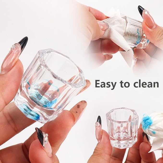 Juegos de 2 tazas de cristal para uñas, compacto y profesional miniatura 5