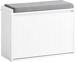 SoBuy FSR98-W, Hallway Shoe Bench Shoe Rack Shoe Cabinet with Seat Cushion and Flip-Drawer