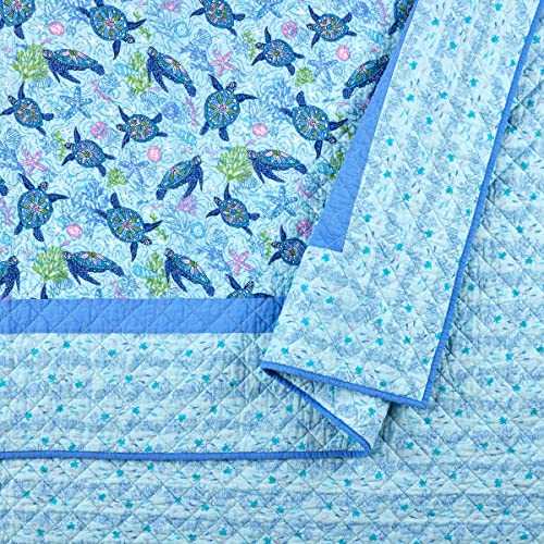 Vera Bradley Turtle Dream Reversible Quilt Set, Full/Queen, Blue #TOP4