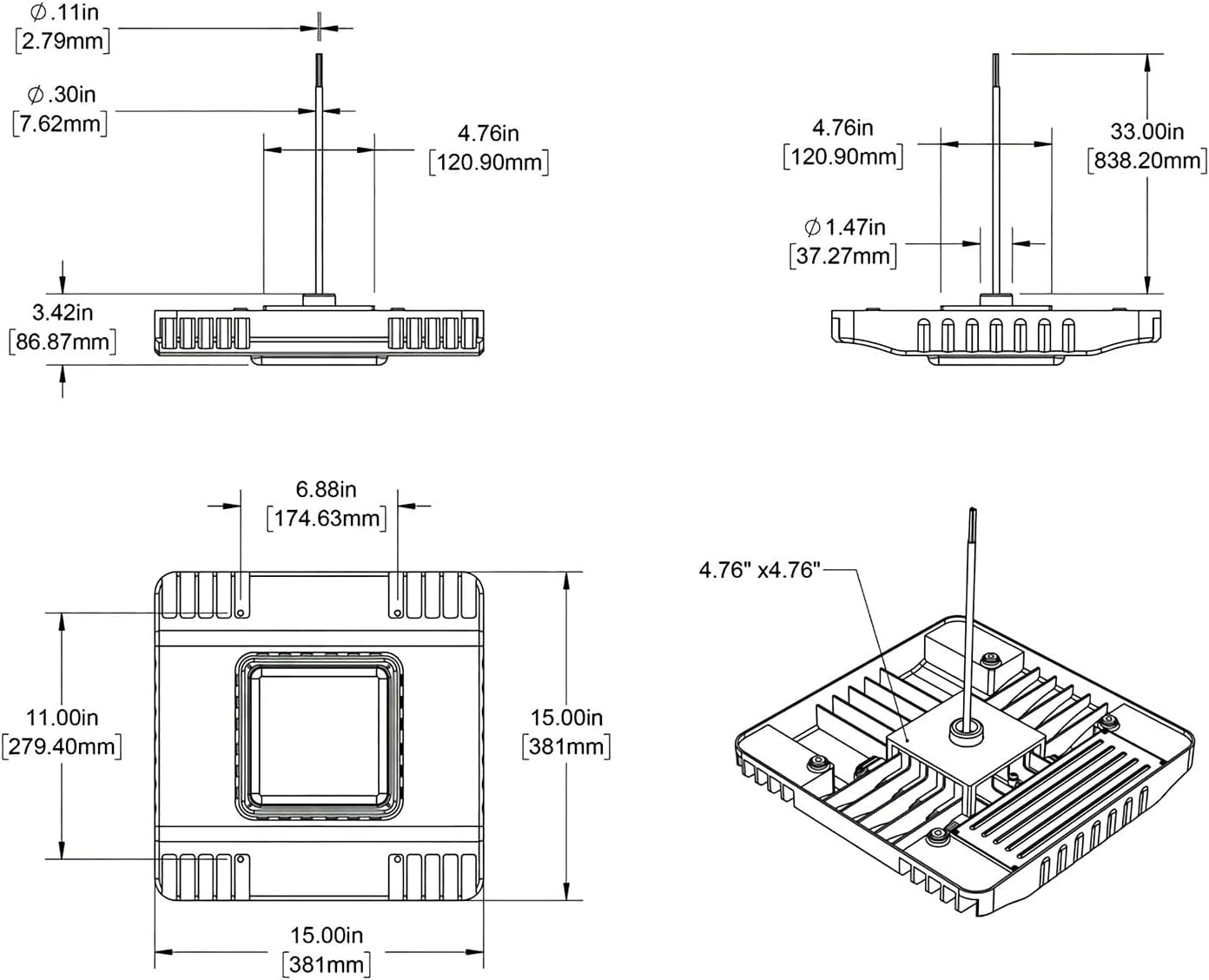 OSTEK 150W LED Canopy Light, 21,000 Lumens Commercial Grade Gas Station Light, 5700K Daylight Surface Mount LED Canopy Fixture, IP65 Waterproof, UL DLC Certified for Parking Garage & Carport