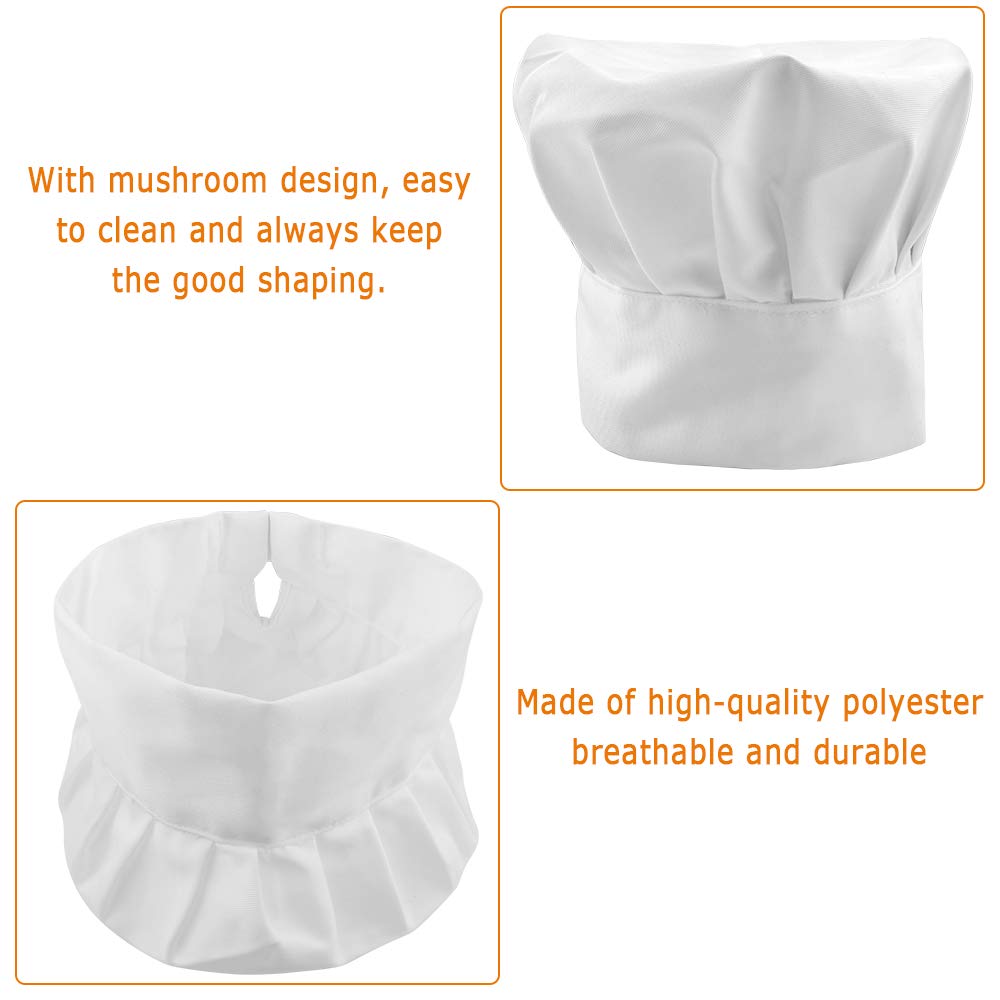 Lot De 3 Toques De Chef Unisexe - Chapeau Cuisine Blanc Polycoton Réglable