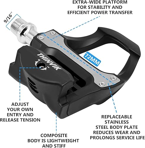 Miniatura 5 de Thinvik Pedales sin clipless Pedales de ciclismo de carretera con tacos compatibles con Shimano SPD SL System All Level Road Cycling Pedal