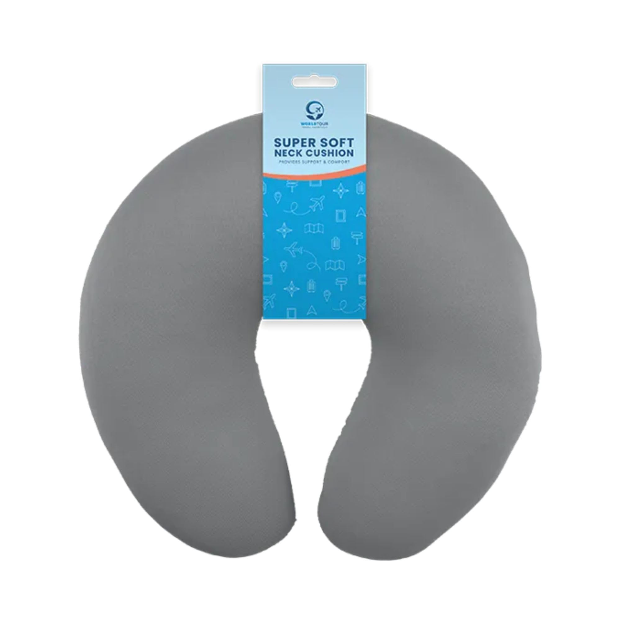 Travel Neck Pillow | Ultra Soft U-Shaped Cushion for Neck & Head Support | Lightweight & Compact Neck Pillow for Airplane – Car & Train Travel | Ergonomic Design with Microbead Filling (Grey)