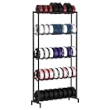 3D Printer Filament Storage Rack, Heavy Duty Metal Holder with 3/5-Tier Option Precision Engineered Connection, Adjustable Feet, Safety-Optimized Edge for Workshop, Studio, Home Office (Black 5-Tier)