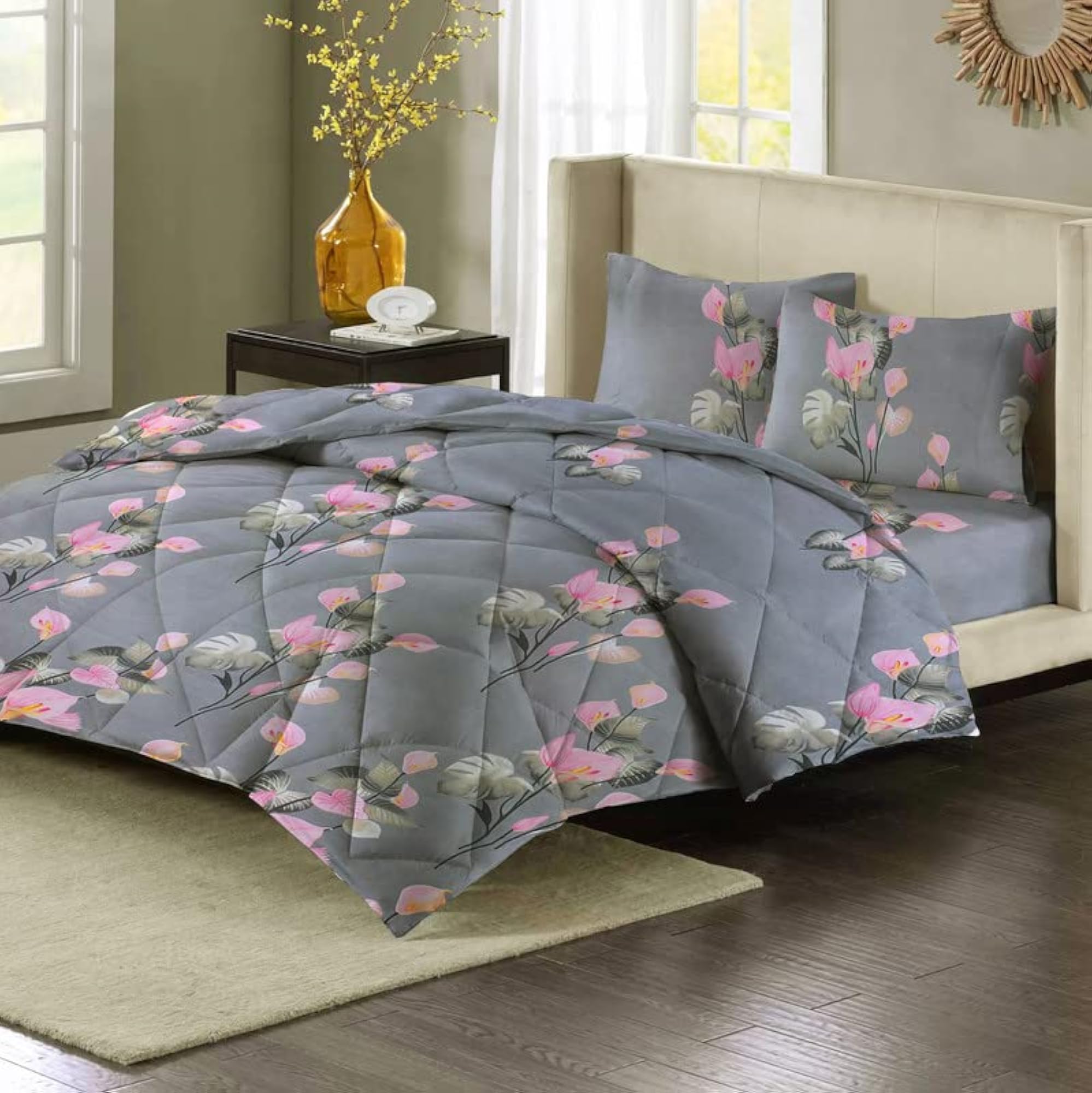 220 GSM Microfiber Reversible AC Comforter, Winter Quilt