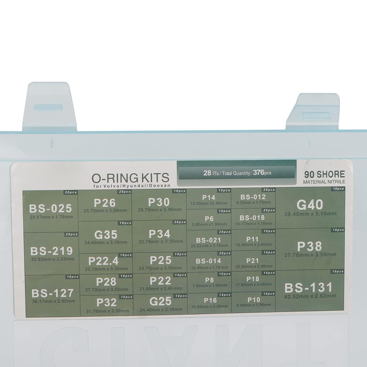 376pcs Rubber O Rings Assortment Kit Air Conditioning System Seal Kit Replacement for Doosan Excavator