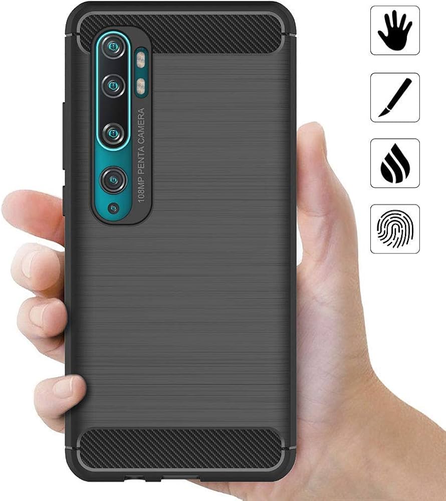 Étui Flip Fibre de Carbone pour Xiaomi Poco M2 Pro avec Support