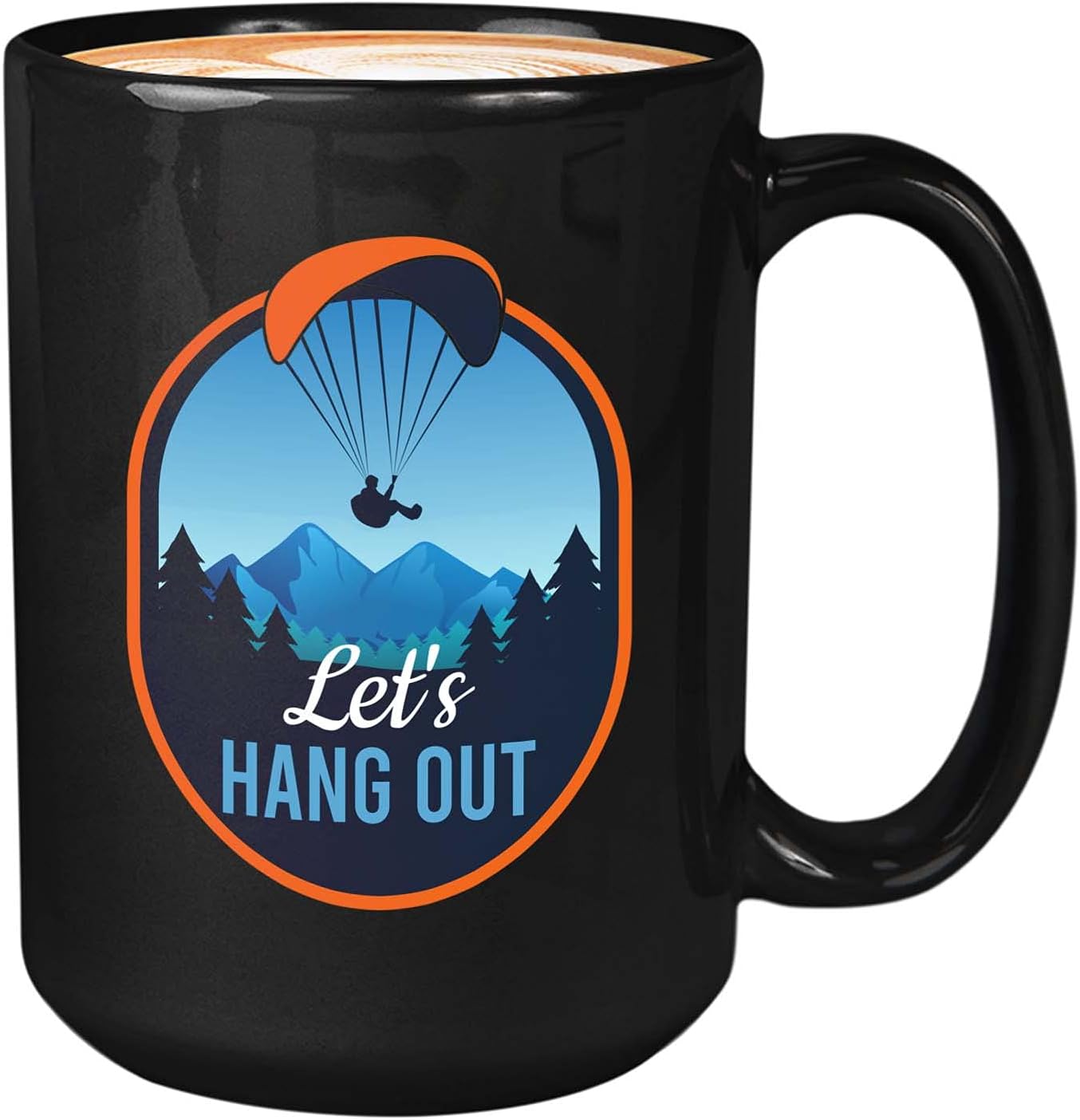 Bubble Hugs Paraglider Coffee Mug 15oz Black - Let's Hang Out - Hobby Paragliding Parachute Canopy Helmet
