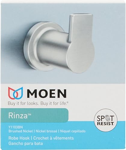 Miniatura 3 de Moen Y1103BN Rinza - Grifo de gancho para bata cepillada, resistente a manchas de níquel Br (SRN)