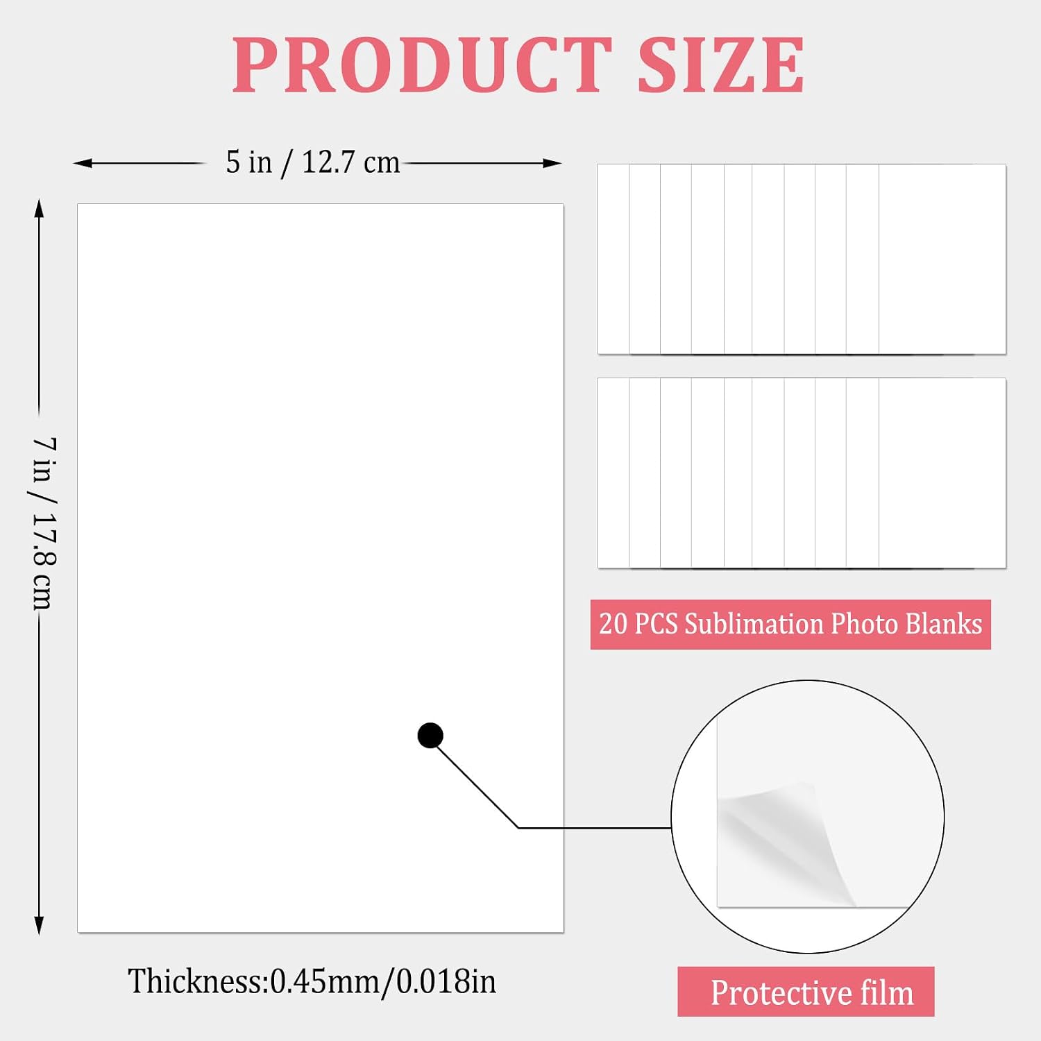 20 Pcs Sublimation Metal Photo Blanks 5"x7", Aluminum Sublimation Sign Blanks, 0.45mm Thick Aluminum Sheet Blank for DIY, Frame, Gifts, Wall Art, Home Decor