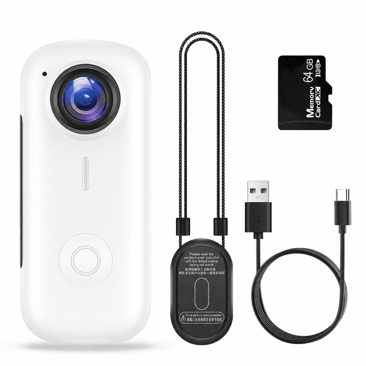 Wudajie Mini Body Camera 2K HD with 64GB Card, Magnetic Wearable Thumb Camera, 120° Wide Angle, WiFi App Control, 41g Lightweight for Sports, Travel & Daily Recording(White