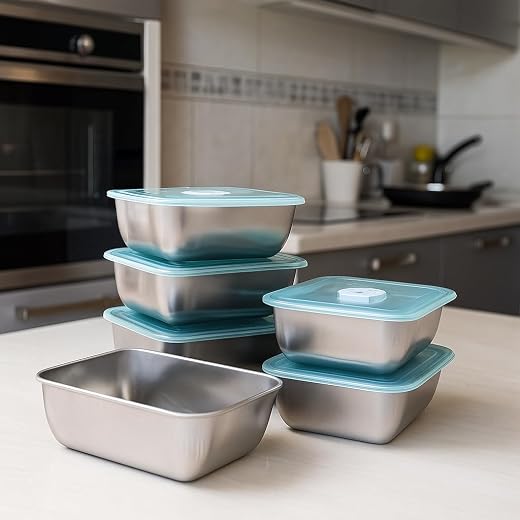 ZUBAT 6 Pack Airtight Food Storage Containers with Leakproof Lids, Reusable Stackable Meal Prep Boxes for Lunch, Snacks, F...