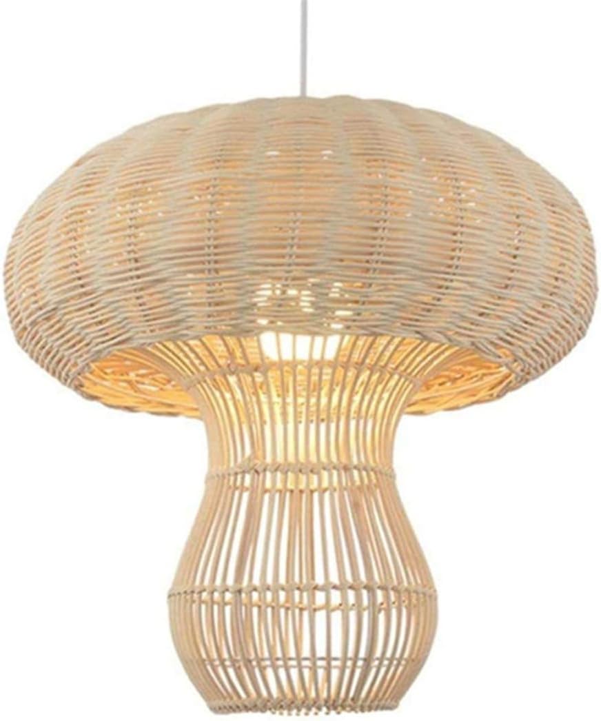 Living Room Suspension Lamp Unique Rattan Shape Crafts Woven Lampshade Flush Mount Hanging Lamp for Kitchen Island Living Room Dining Room Restaurant