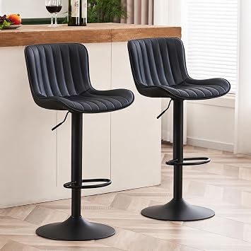 Kidol&Shellder Bar Stools Set of 2 Modern Breakfast Bar Stools, Black