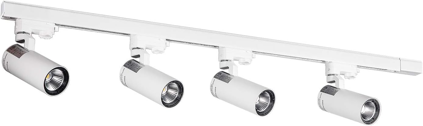 UPO Track Lighting Kit with 4-LED Light, Super Bright with 4500 Lumens High-end Commercial Track Lights, Advanced Material, Easy to Install, ETL & CTEL Certification, White