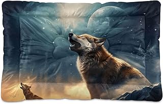 Kigai Wolf Dog Bed Machine Washable Pet Bed Mattress Comfortable Soft Pet Bed Mat Non-Slip Bottom Couch for Small Medium Dogs,24x18 Inch