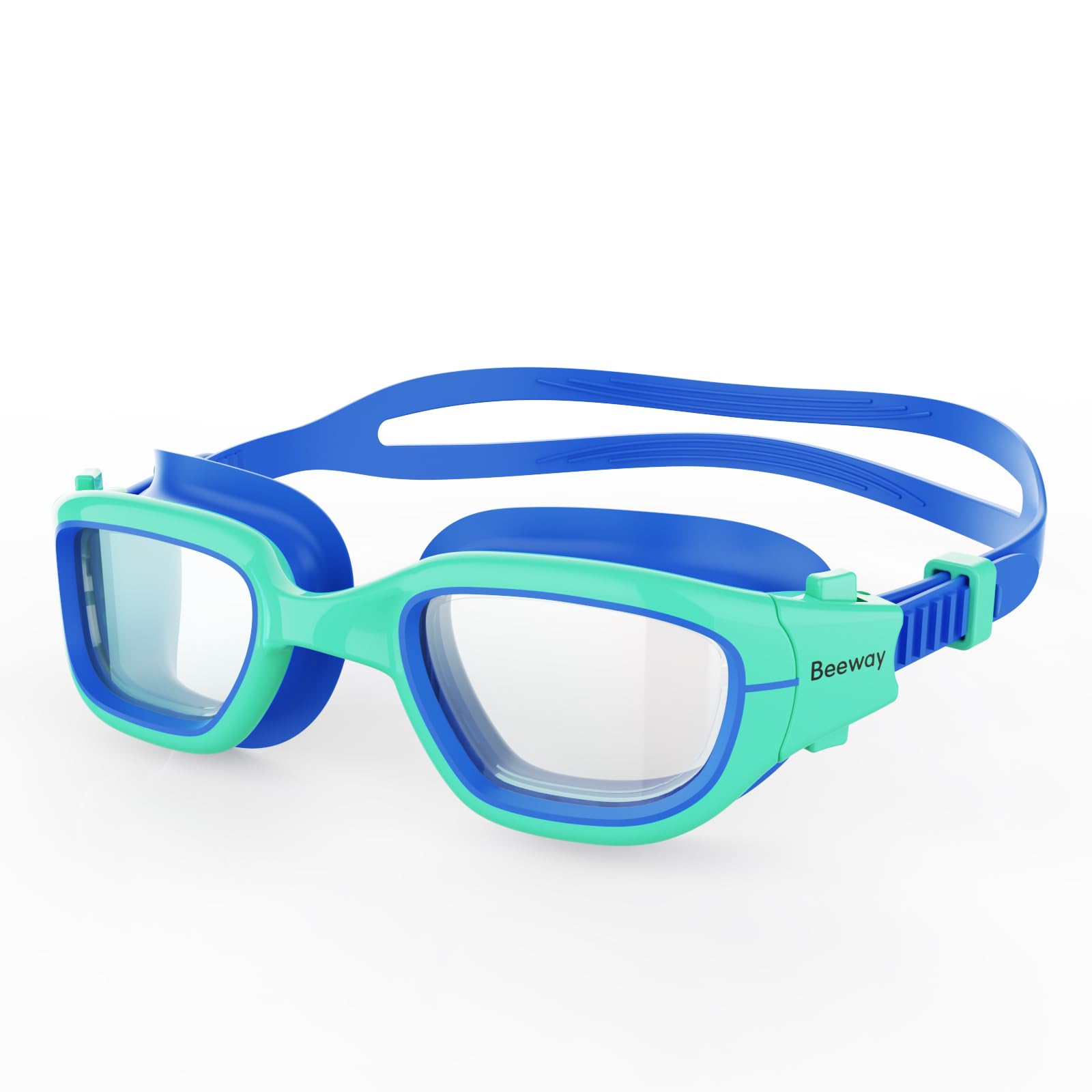 BEEWAY Kids Swimming Goggles 6-14 | Wide View | Anti-fog | Anti-leak | Quick Adjust Strap | UV Protection | Super Comfort for Boys and Girls