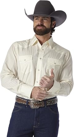 Wrangler Mens Sport Western Two Pocket Long Sleeve Snap Shirt