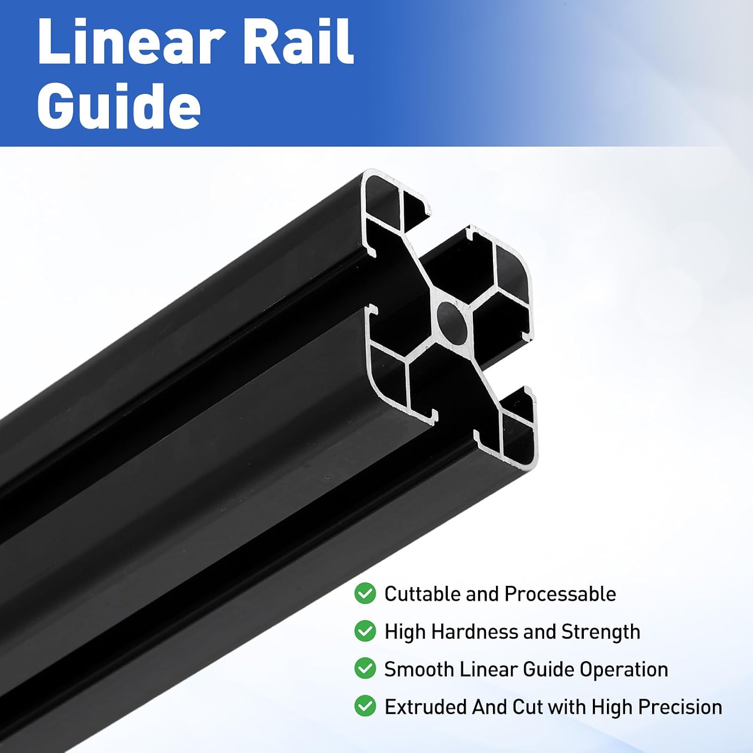 uxcell 2Pcs 400mm 4040 Aluminum Extrusion Profile, European Standard Anodized Linear Rail for 3D Printer Part, CNC Machine, Linear Rail Guide (Black,1.3mm)