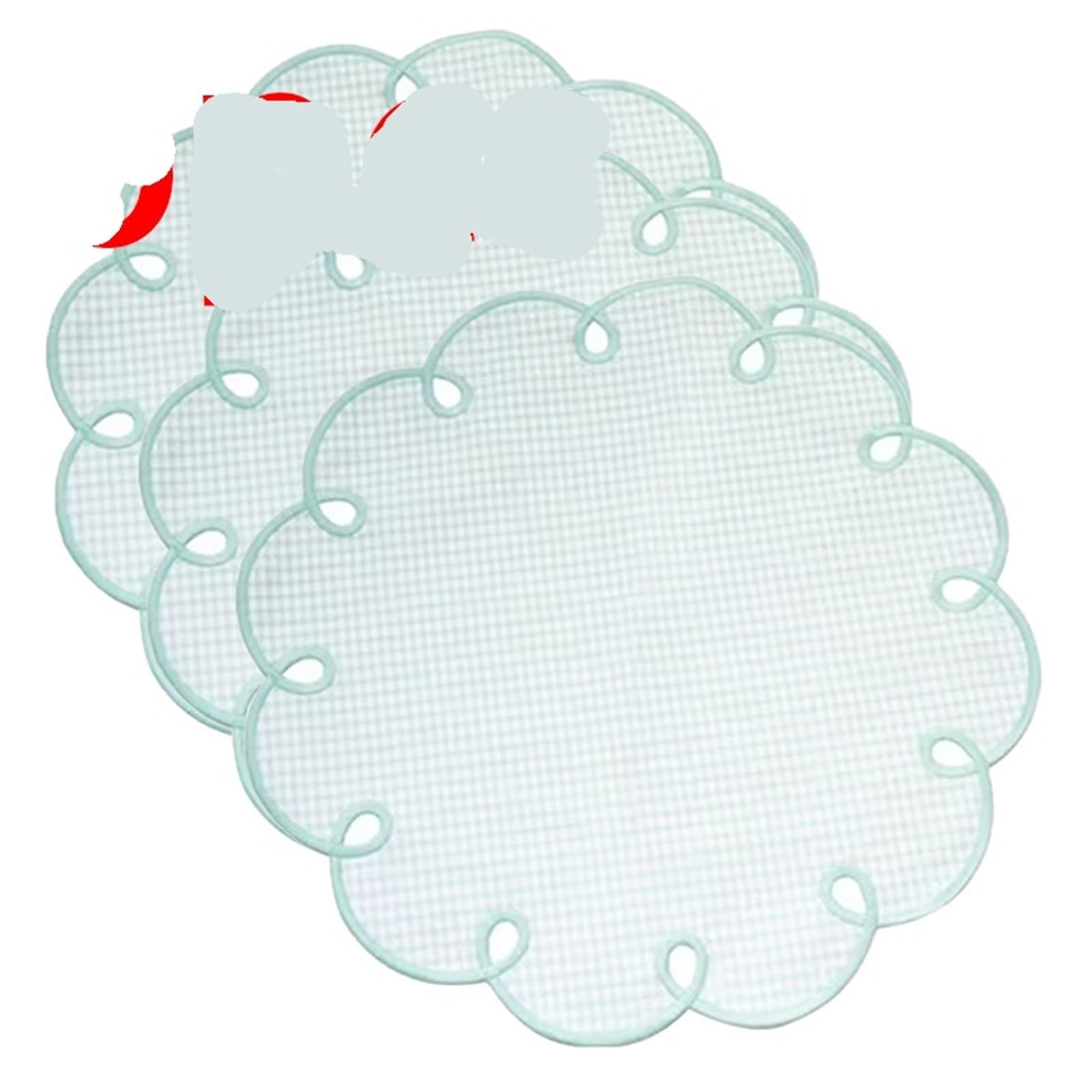 Hellblau Kariertes, Besticktes Rand-Romantisches Retro-Tischset aus weicher Serviette for die Außendekoration, Party-Tischservietten(Light a 6pcs)